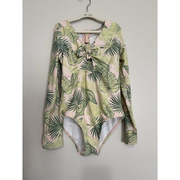 Jessica Simpson Women’s Medium Palm Tree Print Long Sleeved one piece swimsuit - Picture 1 of 10